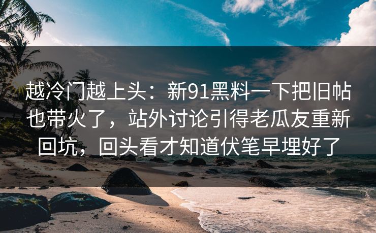 越冷门越上头:新91黑料一下把旧帖也带火了,站外讨论引得老瓜友重新回坑,回头看才知道伏笔早埋好了